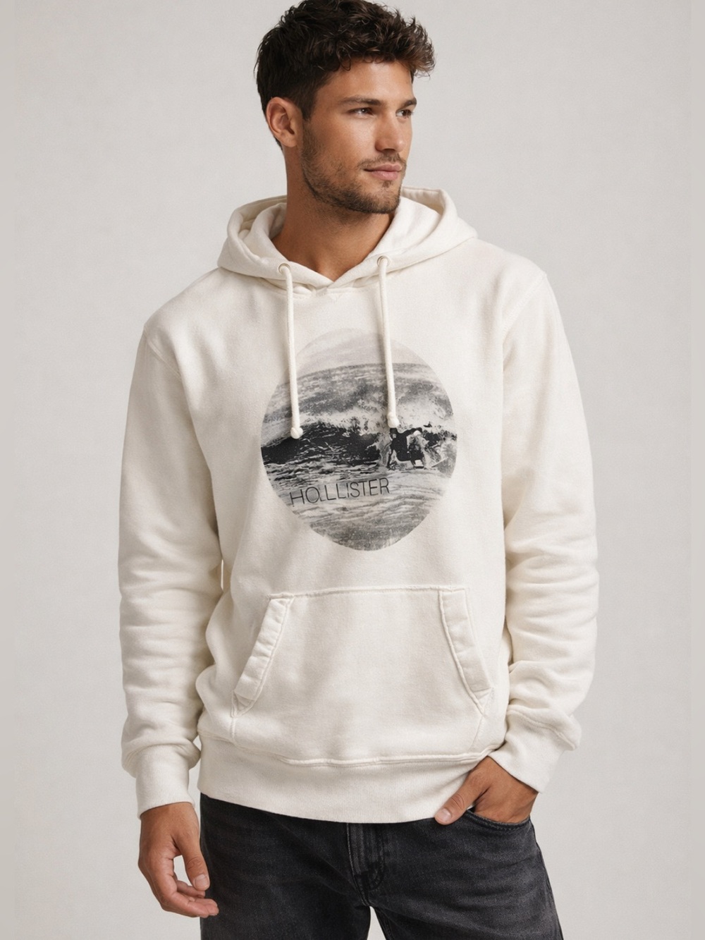 Hollister Men’s Surf Hoodie EUC Streetwear Coastal Pullover Casual Vintage M